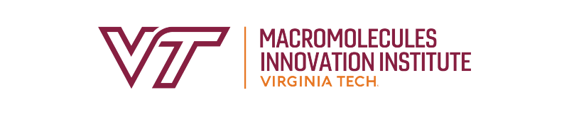 The Macromolecules Innovation Institute logo appears in the colors orange and maroon, and appears next to the official Virginia Tech logo.